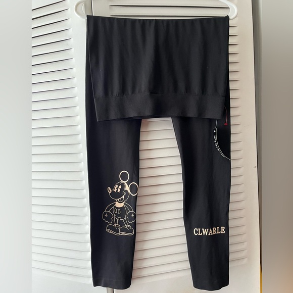 Docelle Black Leggings, Size Small/Medium, has Mickey Mouse on the front - Picture 1 of 6